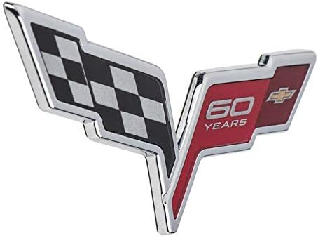 Amazon Oem新しいフロントバンパー60周年記念クロスフラグエンブレム13 Corvette エンブレム 車 バイク
