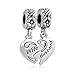 LuckyJewelry Wife Husband Heart Charms Dangle Bead Set for/Troll/Chamilia Charm Bracelet