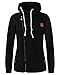 ZANZEA Women's Zipper Long Sleeve Hoodie Sweatshirt Jacket Coat Outerwear (US 16, Black)