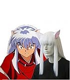 Hmy Heat Resistant Fiber Long White Inuyasha Inu-yasha Japan Anime Wigs 100cm