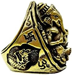 Ganesh ring om aum 10.5 brass gold hindu hinduism deity god of great beginning blessed for success