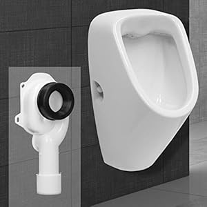 ECD Germany Urinoir met inlaat van achteren + aanzuigsifon 50 mm DN40 / 50 met dichting, toileturinoiruitlaat aan de…