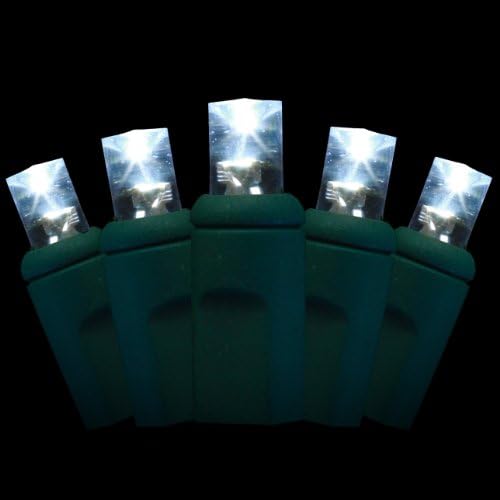 20 LED Christmas Mini Lights - Bright White - 5mm conical bulbs - green wire