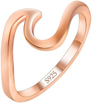 Bamos 925 Sterling Silver Wave Ring Style for Women to Show Unlimited Beauty Sizes 5-10