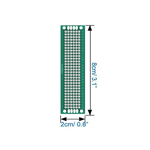 Karcy Pack of 10Pcs Double-Side Prototyping PCB Universal Printed Circuit Board for DIY (2x8cm)