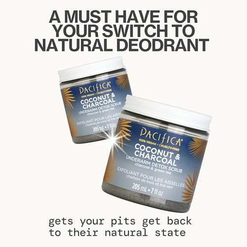 PACIFICA UNDERARM BODY SCRUB – ARMPIT DETOX COCONUT & CHARCOAL DEODORANT– EXFOLIATING & NOURISHING FOR NATURAL DEODORANT USERS – ALUMINUM-FREE & SAFE FOR SENSITIVE SKIN, VEGAN & CRUELTY-FREE, 7 FL OZ