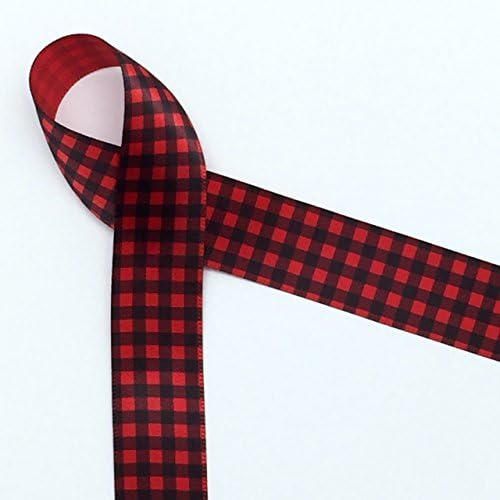 Red / Black Plaid 4" x 30' wire edged Ribbon ~ Craft and Home Decor Ribbon