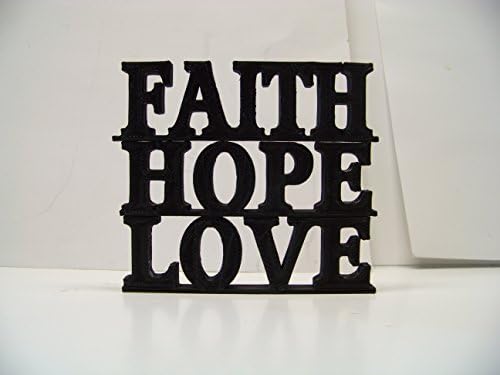 Faith Hope Love Shelf Sitter Word Art Wall Decor Plastic self standing 3 part