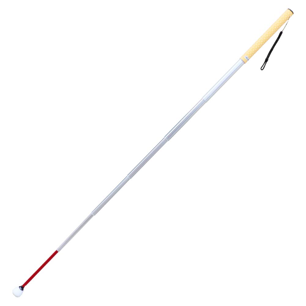Aluminum Telescopic Blind Cane with Rolling Tip 12 inch-59 inch，with 2 Tips (Yellow Handle)