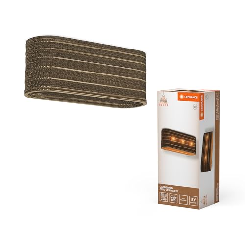 LEDVANCE Deckenleuchte 3-flammig Decor Cardboard Oval Braun aus Wellpappe, E27, 600 mm Laenge, Leuchtenschirm aus recyceltem Material, nachhaltig durch austauschbare Lichtquelle, einfache Mounting