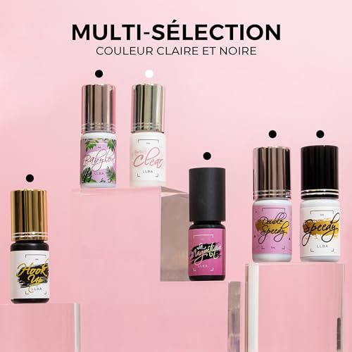 LLBA Professional Eyelash Glue - Black Glue | Multiple Choices for Drying Time 0.5 to 3 Seconds | 5ml | Extra Strong Glue for Eyelash Extensions | 7-8 Weeks Hold (Speedy)