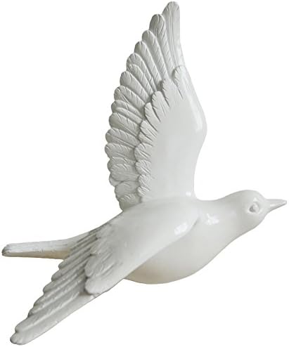 Zmmyr Resin White Bird Wall Decorative Statue Sculptures for Home Garden Office Wedding Decor (Style 5)