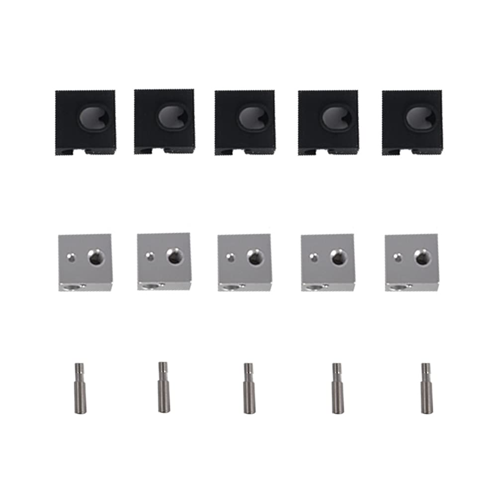 5pcs 30MM Length Extruder 1.75MM Teflon Throat Tube and 5pcs Silicone Case and 5pcs Heater Blocks Hotend for MK8 Tronxy XY-2 PRO/X5SA PRO 3D Printer: Industrial & Scientific