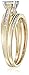 Jewelili 10kt Yellow Gold Square Center Diamond Bridal Ring Set (1/7 cttw)