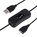Yeebline USB Cable 3-Pack - Male to Female Extension Cord with Inline Rocker Switch for Driving Recorder, LED Desk Lamp, USB Fan, LED Strip (3 Pack Black)