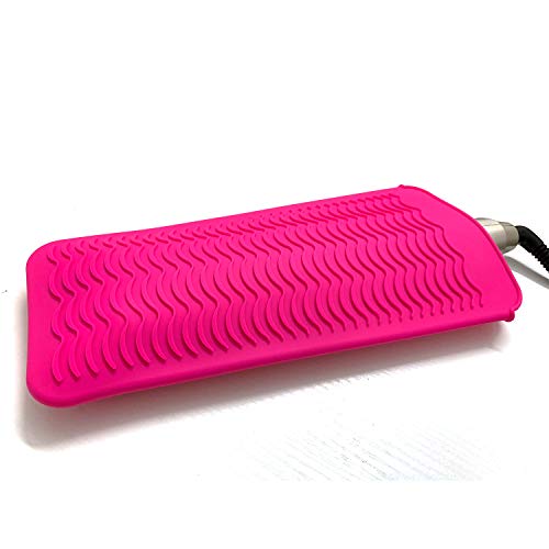 Heat Resistant Silicone Mat Pouch, Lessmon Hair Styling Tools for Curling Irons, Hair Straightener, Flat Irons, Length 11.5 & Width 6 Inches, Food Grade Silicone, Pink - Thumbnail 3