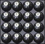 Box of 16 Replacement # 8 Pool Table - Billiard Ball
