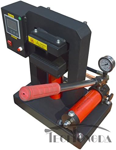 Techtongda 110V Manual Hydraulic Oil Extract Oil Press Rosin Press Machine at 14000psi Pressure with Single Electric Meter Heating Plates Business Wooden Package (Item #110222)