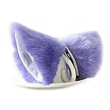 E-TING Cat Fox Fur Ear Hair Clip Anime Cosplay Costume Light Purple with White