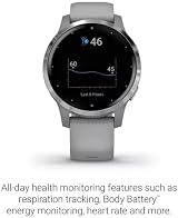 Garmin vivoactive 4S GPS Smartwatch Music Body Energy Pulse Ox Silver Gray Band view 4