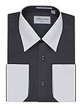 Berlioni Men's Two Toned Dress Shirt with Convertible Faux French Cuffs - Many Colors
