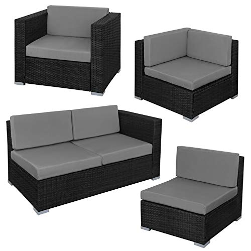 Montafox 24-teilige Polyrattan Lounge 8 Personen Gartenmöbel Ecklounge Ecksofa Beistelltisch Sessel Balkon Terrasse… – Bild 5