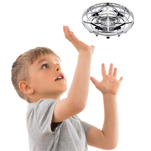Force Scoot Hand Operated Mini Flying Ball Drone, Silver