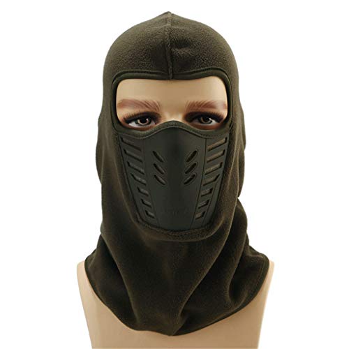 Windproof Mask Cap Outdoor Sports Motorcycle Ski Mask Hat Full Face Neck Mask Tactic CS Sunscreen Dustproof Headgear (Army Green, One Size)