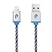Paracable® Paracord Wrapped iPhone Lightning Cable (Matrix) | Braided Fabric Wrapped Lightning to USB Tangle Free with Aluminum Ends. Black, White, and Blue iPhone Charger.