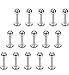 FUNRUN 15PCS 16G Stainless Steel Lip Rings Labret Nose Studs Piercing Labret Monroe Nose Studs Ear Tragus Helix Earring 3mm Ball 6mm Bar Length