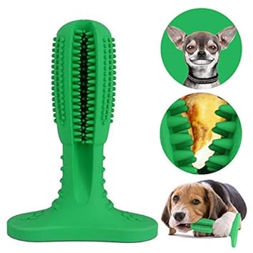 Cartshopper Dog Toothbrush Stick Dog Chew Teeth Cleaning Puppy Dental Care Brushing Stick Nontoxic Natural Rubber Bite Resistant Chew Toys for Dogs Pet Oral Care