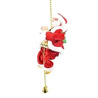 PeiQila Santa Climbing Electric Toy, Christmas Santa Claus Climbing on Bead Rope with Music, 100 cm Bead Rope with Bell, Christmas Doll Toy Hanging Ornament