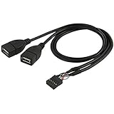 CY 10 Pin Motherboard Female Header to Dual USB 2.0 Female Adapter Cable 50cm