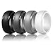 LUNIQI Silicone Wedding Rings for Men, Step Edge Smooth Surface Design Rubber Bands, Medical Grade Safe and Durable Alternatives, Metallic, Black, White and Camo Colors