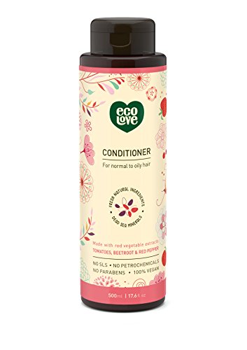 ecoLove Conditioner for normal to oily hair - Made with organic red vegetable extracts from Tomatoes, Beetroot & Red Pepper. 100% VEGAN (17.6 Oz)