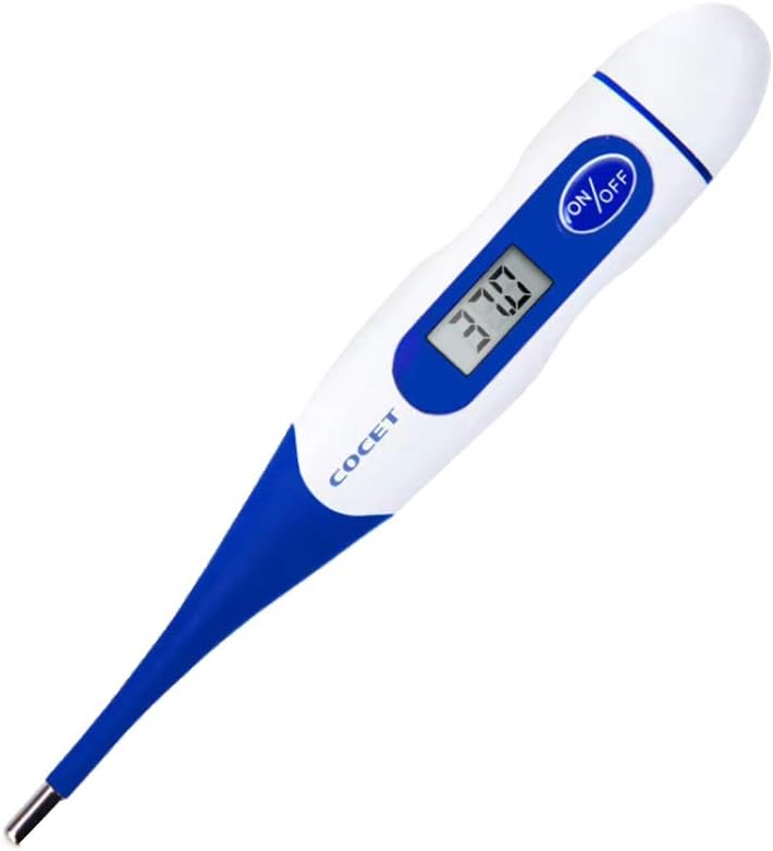 Digital Thermometer, Soft Head Rectal and Oral Thermometer for Adults and Babies, Precision Thermometer for Fever - Accurate and Fast Readings with Fever Indicator (Blue)