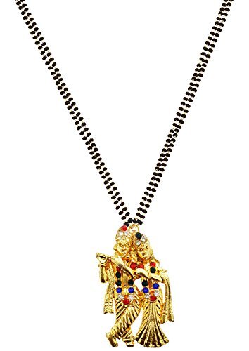 Mehrunnisa Contemporary Big Radha Krishna Pendant With Crystals Mangalsutra Necklace For Women (JWL1864)