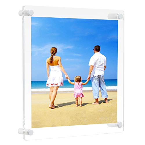 NIUBEE Clear Acrylic Wall Mount Picture Frame Floating Frames for