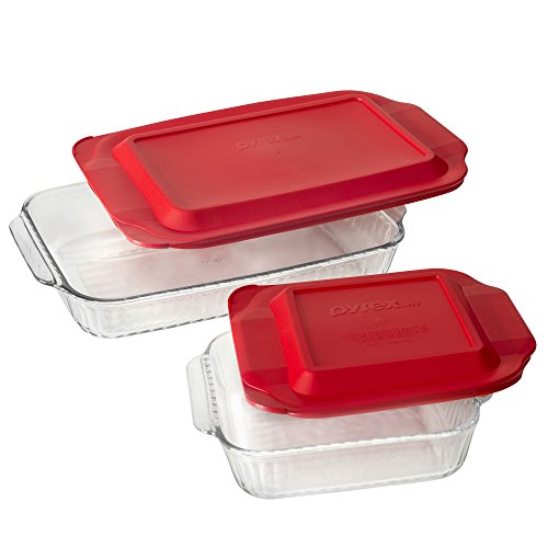 Pyrex Basics 3 Quart Glass Oblong Baking Dish, Clear 8.9 Inch X 13.2