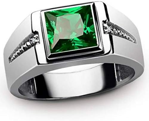 moahhally Newest Stylish 18K White Gold Filled Ruby Sapphire,Topaz,Emerald Men's Wedding Ring Size :7-15(10,Green)