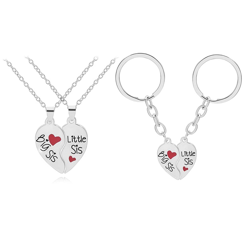 TOFBS Puzzle Partner Keychain Pendant Stainless Steel Alloy keyring With Engraving Couple Love Friendship Gifts Silver (4 Pcs Set#3)