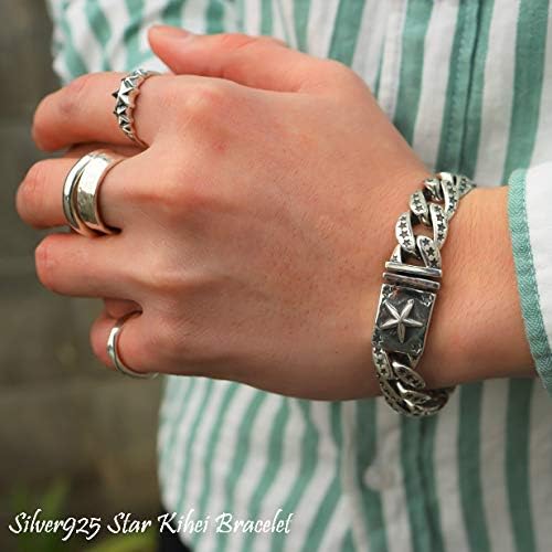 喜平ブレスレット スターブレスレット キヘイ きへい メンズ ブレスレット シルバー925 星 チェーン 太め 幅15ｍｍ シルバーブレスレット アクセサリー B085xx1s87 12 814円