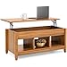 Best Choice Products Wooden Lift Top Coffee Table, Multifunctional Accent Furniture for Living Room, Décor w/Hidden Storage, Display Shelves - Brown