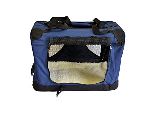 topPets Portable Soft Pet Carrier or Crate or Kennel for Dog, Cat, or other small pets. Great for Travel, Indoor, and Outdoor (Dark Blue, Small: 20"x14"x14")