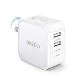 Deebo 4.8A 24W Dual USB Universal Wall Charger Adapter with Smart Tech and Foldable Plug