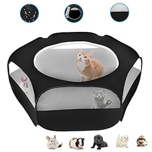 XIRGS-Small-Animal-Playpen-Waterproof-Small-Pet-Cage-Tent-Portable-Outdoor-Exercise-Yard-Fence-with-Top-Cover-Anti-Escape-Yard-Fence-for-HamsterKittenCatRabbitsBunnyGuinea-PigPuppyChinchillas XIRGS Small Animal Playpen, Waterproof Small Pet Cage Tent Portable Outdoor Exercise Yard Fence with Top Cover Anti…
