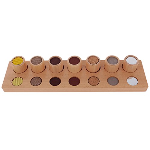 MagiDeal Montessori Wood Texture Cylinders Touch Rough and Smooth Column