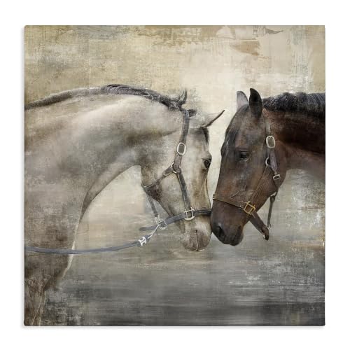 Loving Horse Couple Farmhouse, 30 x 30 Inch Canvas Wall Art at Amazon