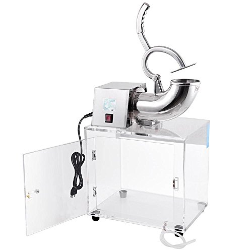 Ice Shaver Crusher Electric Machine Solid Stainless Steel w/ Acrylic Case Box for Homemade Snow Cones Home Use Maker 250W 110V 440lbs/hr