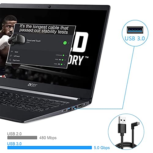 Type C Data Cable, USB C to USB 3.0 Right-Angle Data Cable (16 FT), can be Used to Connect Oculus Quest VR Devices, Fast Charging and high-Speed Data Transmission…